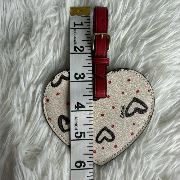 Coach Luggage Tag Red Heart Print Canvas Charm - Picture 8 of 8